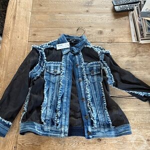 Blue Denim and Black Sheer Women's Jacket